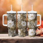 African Leopard Floral Pattern Tumbler With Handle Sahara Pearl