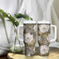 African Leopard Floral Pattern Tumbler With Handle Sahara Pearl
