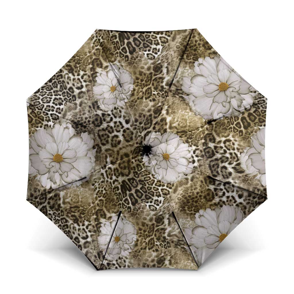 African Leopard Floral Pattern Umbrella Sahara Pearl