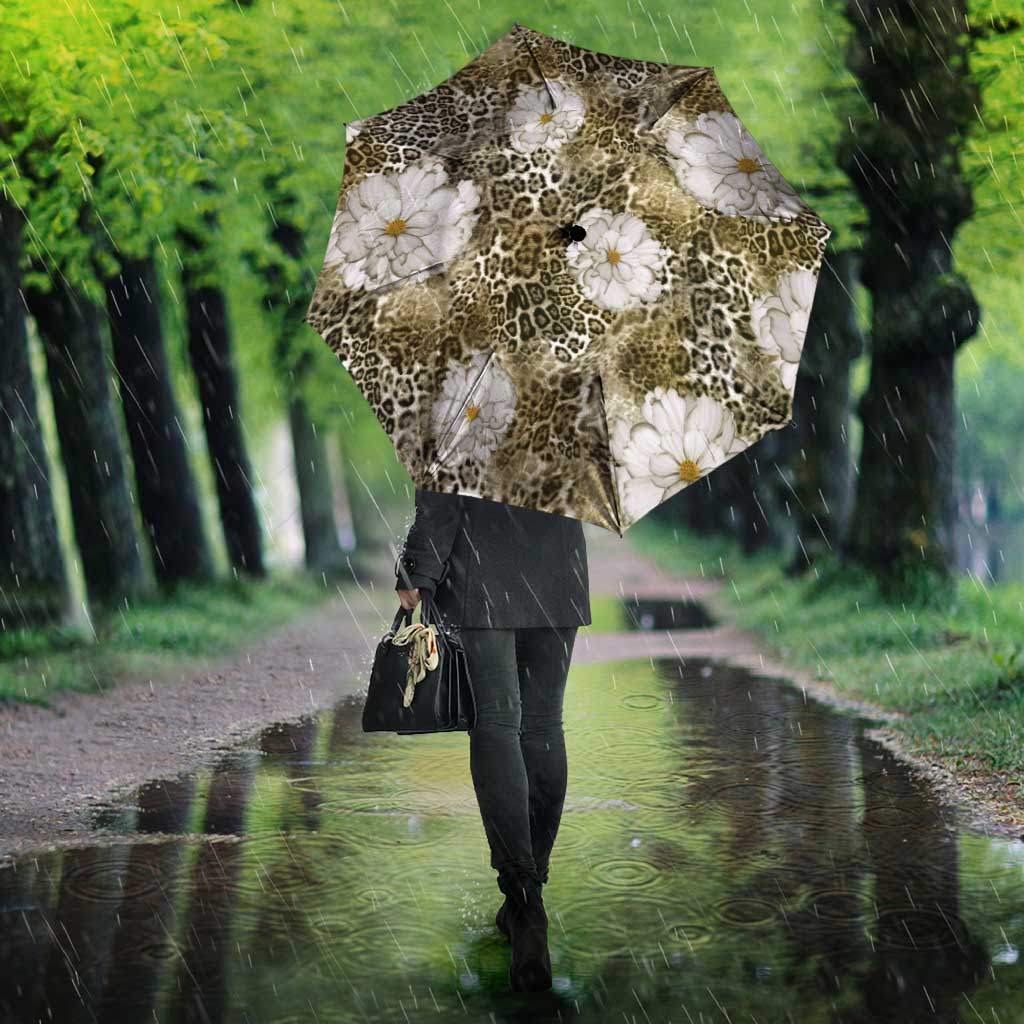 African Leopard Floral Pattern Umbrella Sahara Pearl