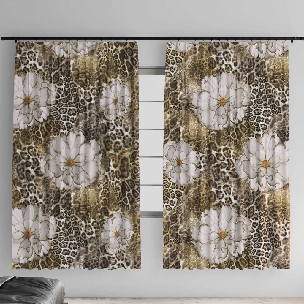 African Leopard Floral Pattern Window Curtain Sahara Pearl