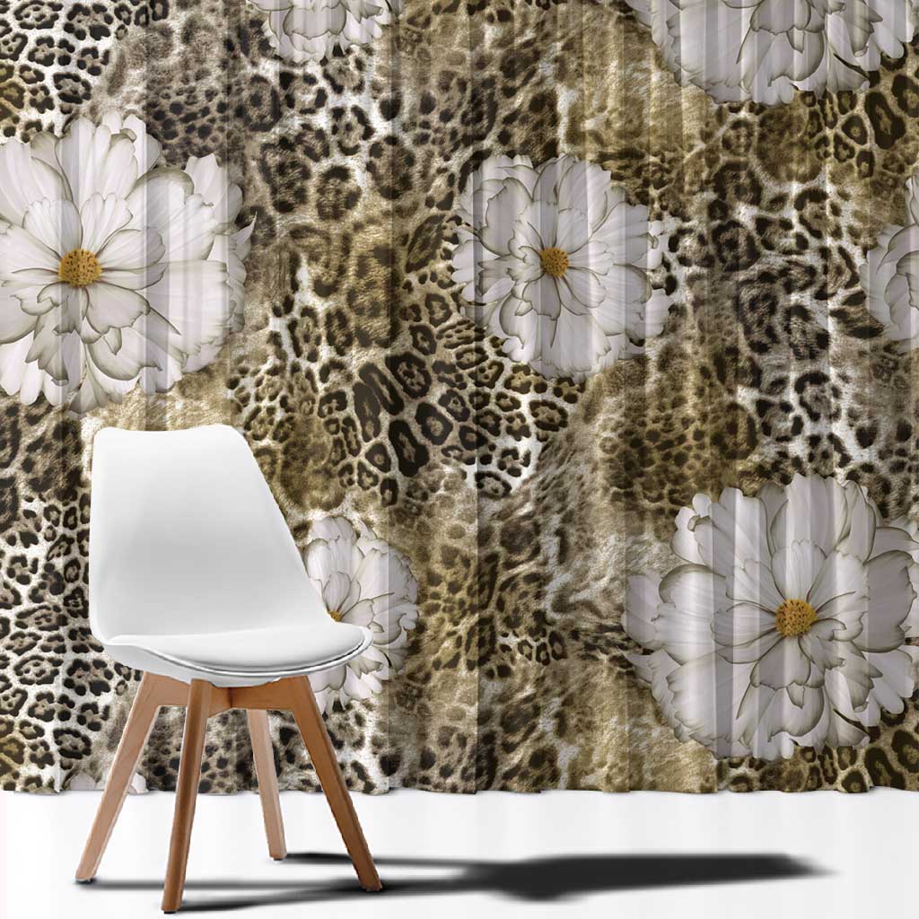 African Leopard Floral Pattern Window Curtain Sahara Pearl
