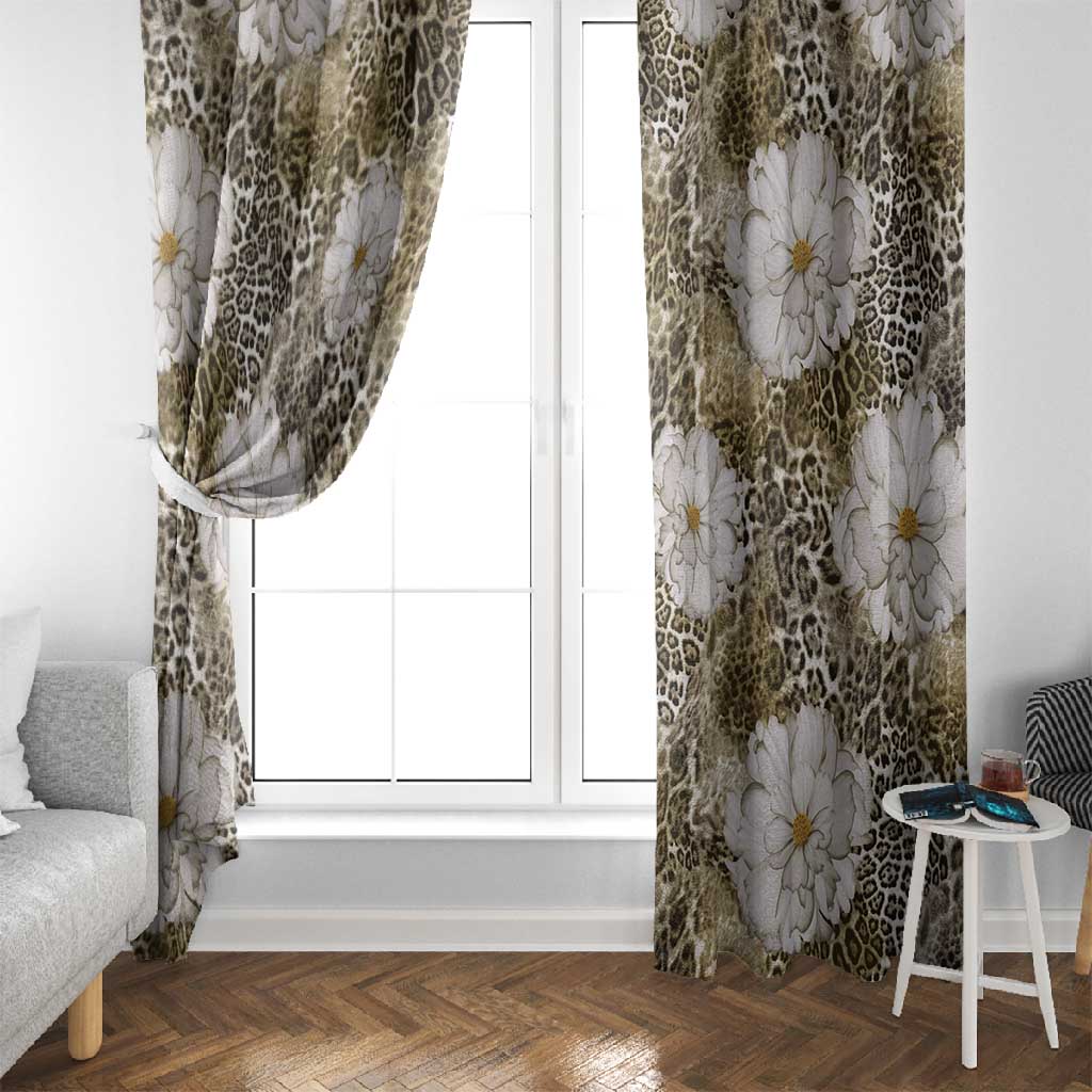 African Leopard Floral Pattern Window Curtain Sahara Pearl