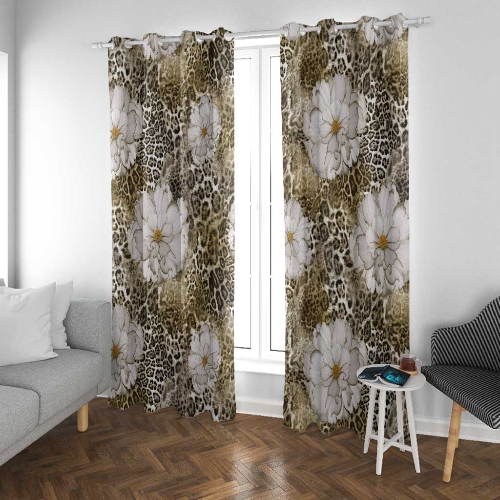 African Leopard Floral Pattern Window Curtain Sahara Pearl