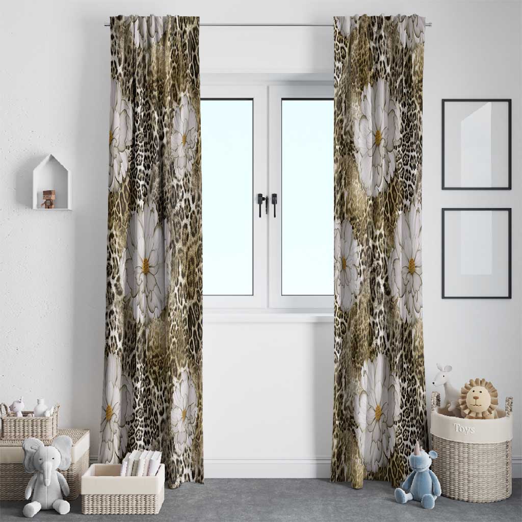 African Leopard Floral Pattern Window Curtain Sahara Pearl
