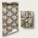 African Leopard Floral Pattern Wrapping Paper Sahara Pearl