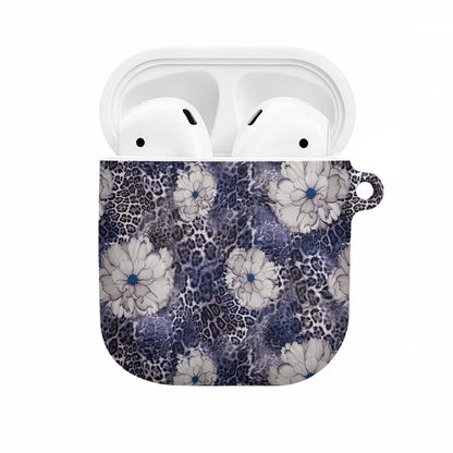 African Leopard Floral Pattern AirPods Case Nile Indigo