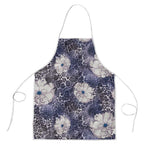 African Leopard Floral Pattern Apron Nile Indigo