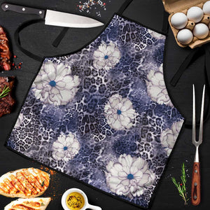 African Leopard Floral Pattern Apron Nile Indigo