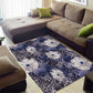 African Leopard Floral Pattern Area Rug Nile Indigo