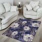 African Leopard Floral Pattern Area Rug Nile Indigo