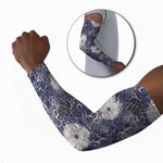 African Leopard Floral Pattern Arm Sleeves Nile Indigo