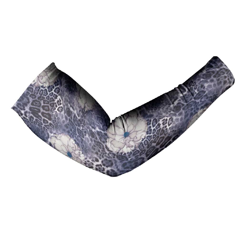 African Leopard Floral Pattern Arm Sleeves Nile Indigo