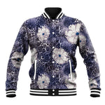 African Leopard Floral Pattern Baseball Jacket Nile Indigo