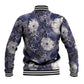 African Leopard Floral Pattern Baseball Jacket Nile Indigo