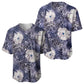 African Leopard Floral Pattern Baseball Jersey Nile Indigo