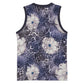African Leopard Floral Pattern Basketball Jersey Nile Indigo