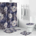 African Leopard Floral Pattern Bathroom Set Nile Indigo
