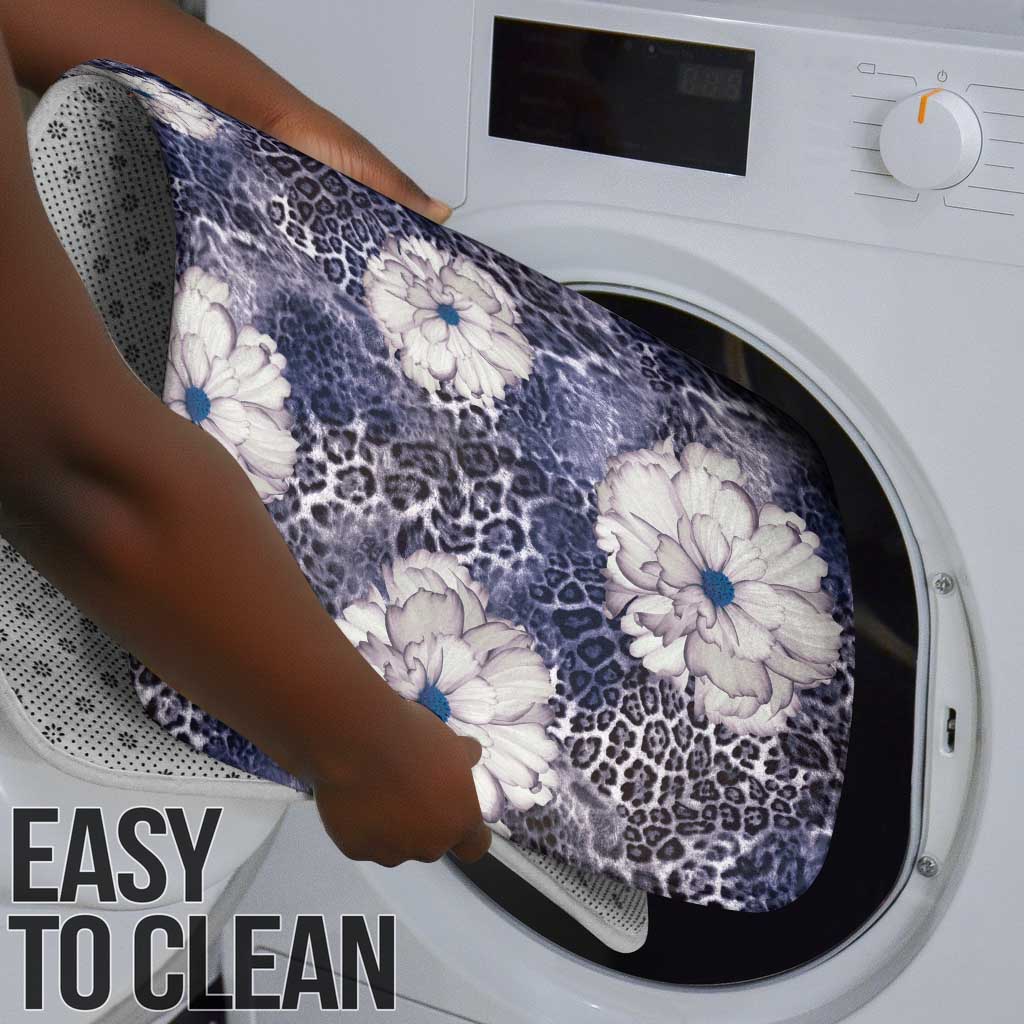 African Leopard Floral Pattern Bathroom Set Nile Indigo