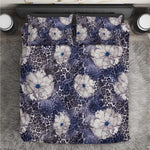 African Leopard Floral Pattern Bedding Set Nile Indigo