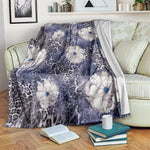 African Leopard Floral Pattern Blanket Nile Indigo