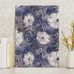 African Leopard Floral Pattern Canvas Wall Art Nile Indigo