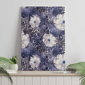 African Leopard Floral Pattern Canvas Wall Art Nile Indigo