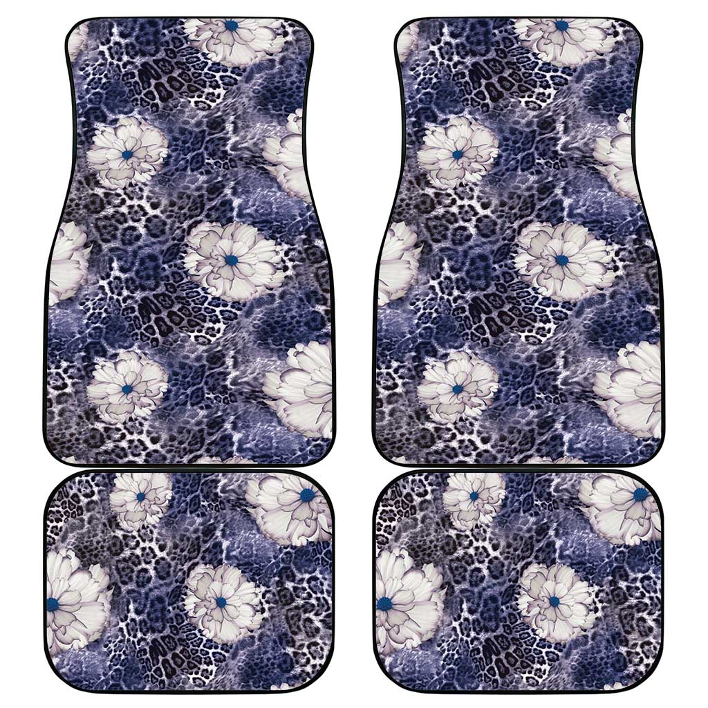 African Leopard Floral Pattern Car Mats Nile Indigo