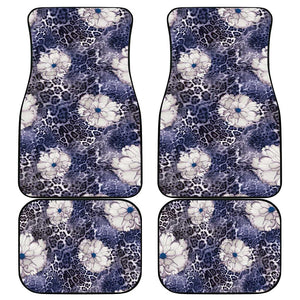 African Leopard Floral Pattern Car Mats Nile Indigo