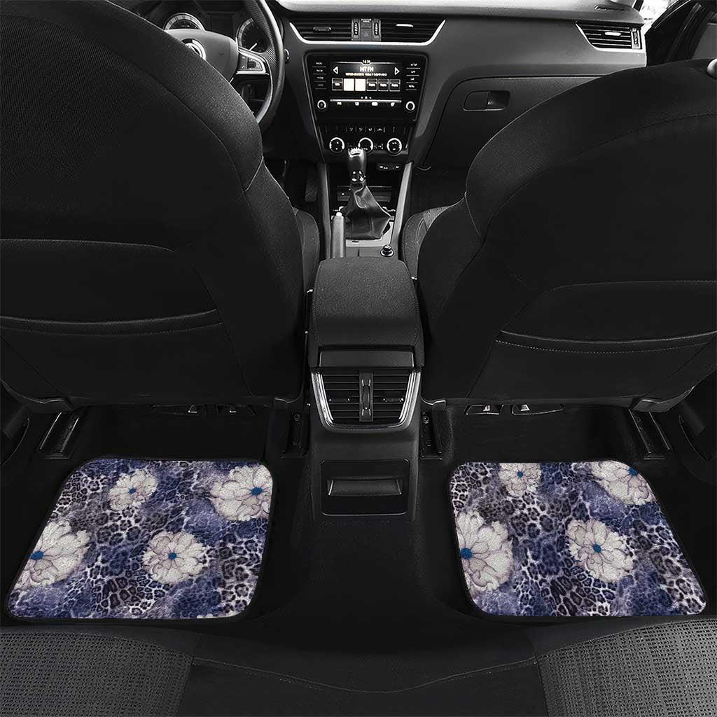 African Leopard Floral Pattern Car Mats Nile Indigo