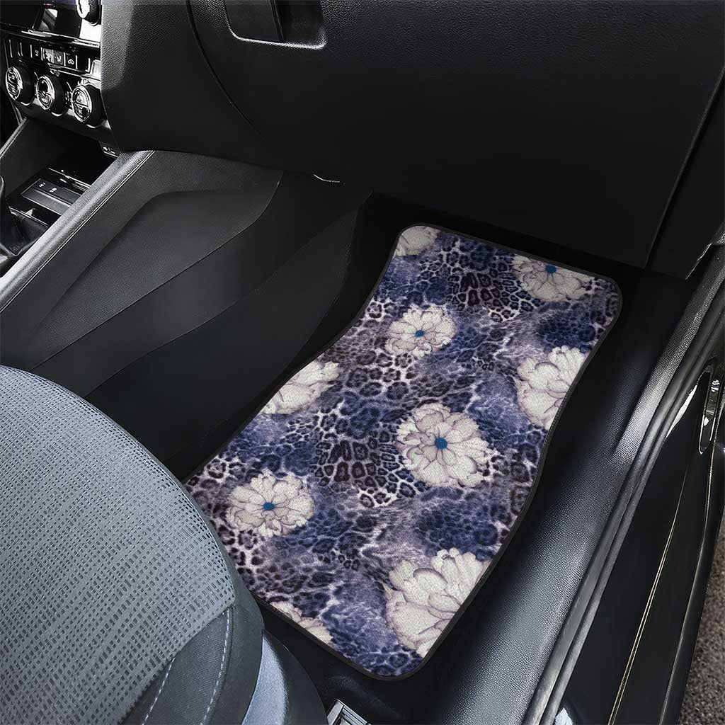 African Leopard Floral Pattern Car Mats Nile Indigo