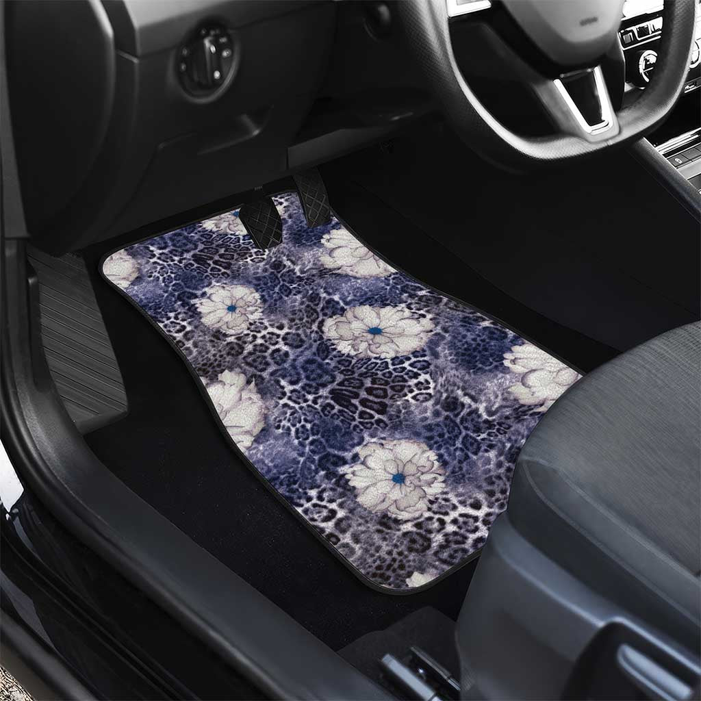 African Leopard Floral Pattern Car Mats Nile Indigo