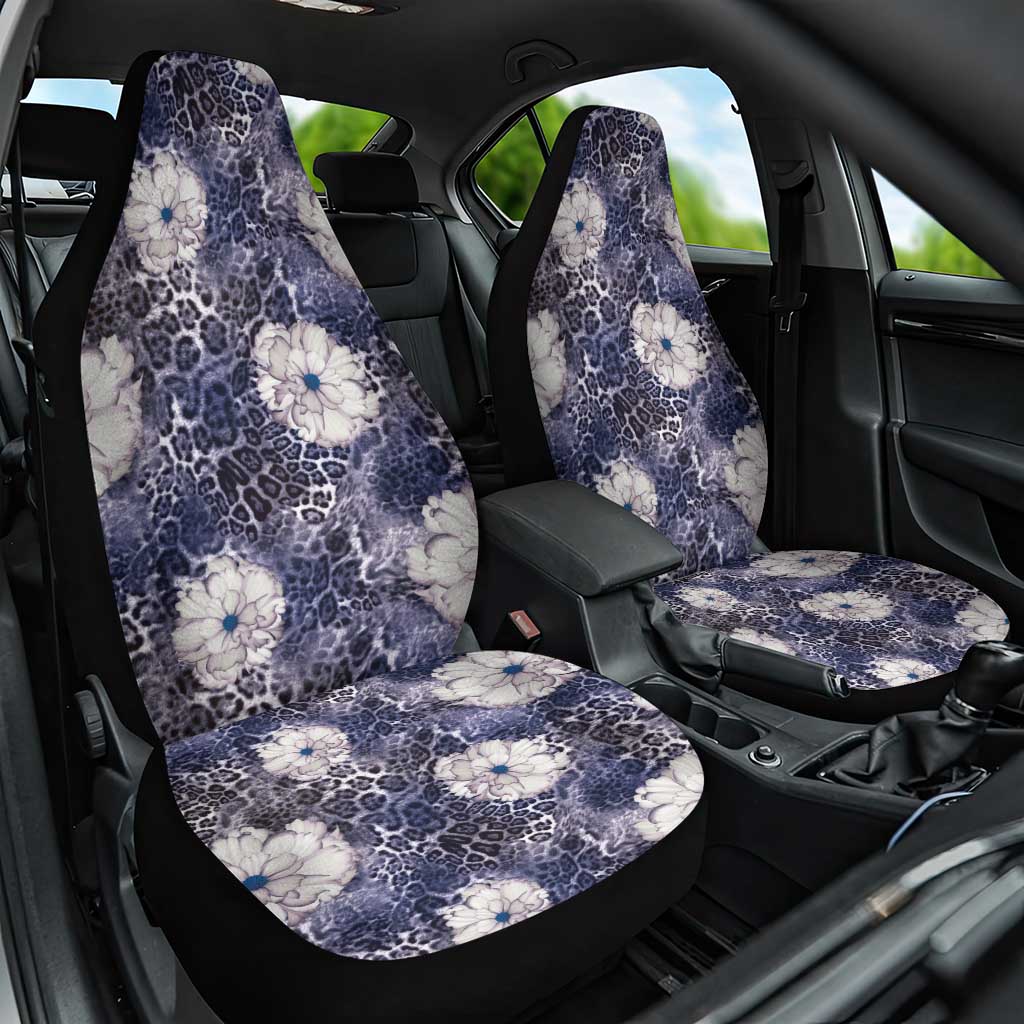 African Leopard Floral Pattern Car Seat Cover Nile Indigo