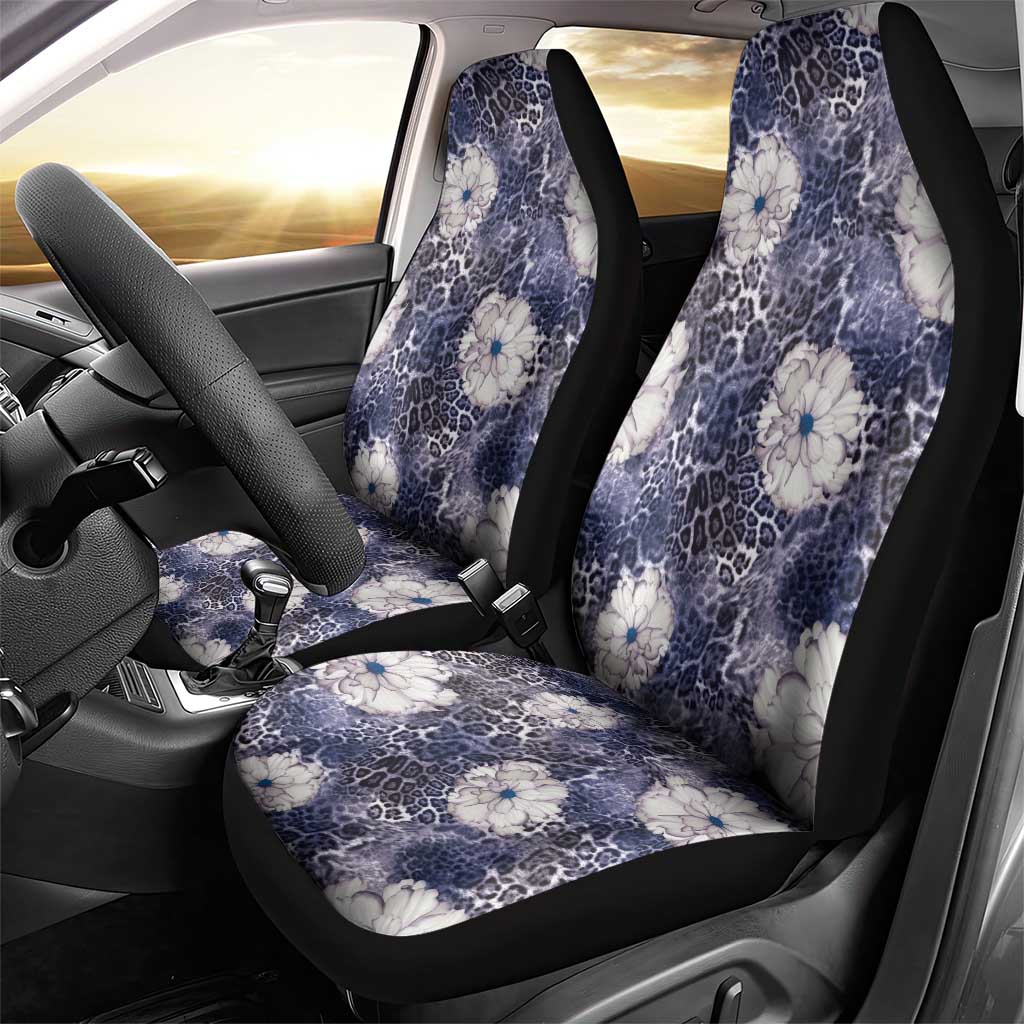 African Leopard Floral Pattern Car Seat Cover Nile Indigo