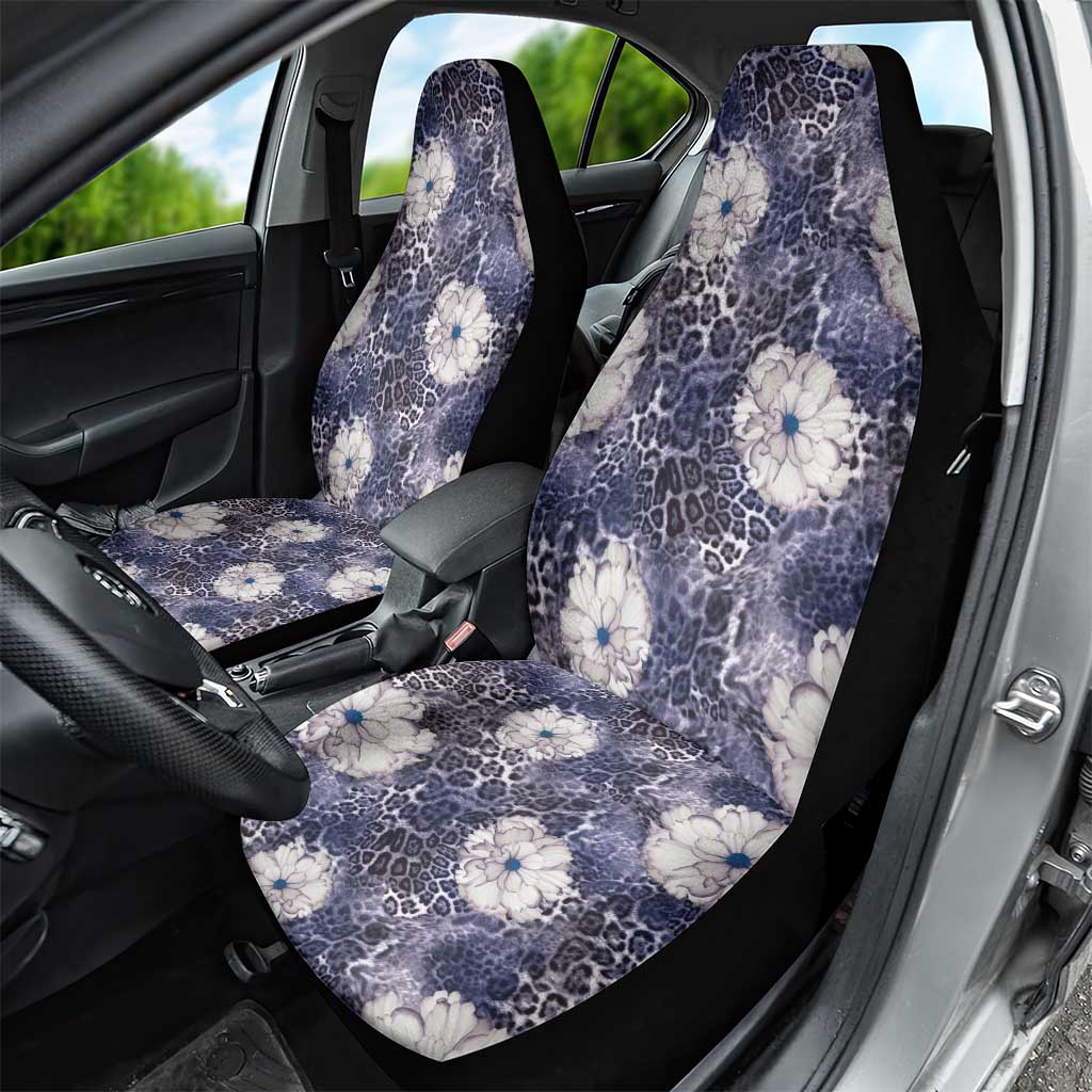 African Leopard Floral Pattern Car Seat Cover Nile Indigo