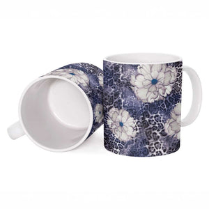 African Leopard Floral Pattern Ceramic Mug Nile Indigo