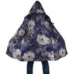 African Leopard Floral Pattern Cloak Nile Indigo