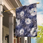 African Leopard Floral Pattern Garden Flag Nile Indigo