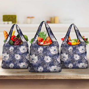 African Leopard Floral Pattern Grocery Bag Nile Indigo