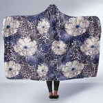 African Leopard Floral Pattern Hooded Blanket Nile Indigo