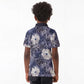 African Leopard Floral Pattern Kid Polo Shirt Nile Indigo