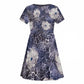 African Leopard Floral Pattern Kid Short Sleeve Dress Nile Indigo