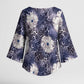African Leopard Floral Pattern Kimono Sleeve Blouse Nile Indigo