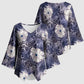 African Leopard Floral Pattern Kimono Sleeve Blouse Nile Indigo