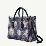 African Leopard Floral Pattern Leather Bag Nile Indigo