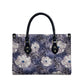 African Leopard Floral Pattern Leather Bag Nile Indigo