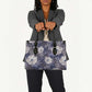African Leopard Floral Pattern Leather Bag Nile Indigo