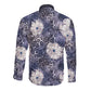 African Leopard Floral Pattern Long Sleeve Button Shirt Nile Indigo