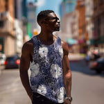 African Leopard Floral Pattern Men Tank Top Nile Indigo