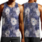 African Leopard Floral Pattern Men Tank Top Nile Indigo